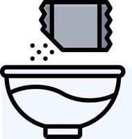 A bowl with a bag of salt and a spoon vector