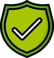 A green shield with a tick mark on it vector