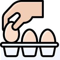 A hand picking up an egg from a tray vector