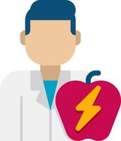 A doctor holding an apple with a lightning bolt vector