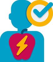 A person with a lightning bolt on their chest and an apple with a check mark vector