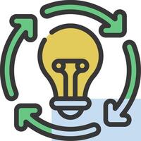 A light bulb surrounded by arrows and arrows vector