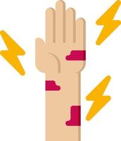 A hand with a red bandage on it and a lightning bolt vector