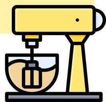 A yellow mixer with a bowl of ingredients vector