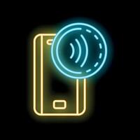 Neon sign representing contactless payment with smartphone vector