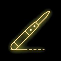 Neon soldering iron drawing a dashed line on dark background vector