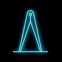 Neon drawing compass on a blackboard representing engineering and design vector