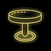 Glowing neon line round table icon isolated on black background vector illustration