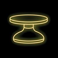 Neon round coffee table shining on a black background vector