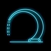 Neon shower cabin icon glowing on dark background vector