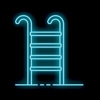 Glowing neon line swimming pool ladder icon isolated on black background vector