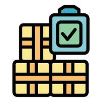 Warehouse management system checking cargo delivery status icon vector