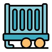 Train wagon delivering cargo on railway icon vector