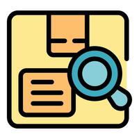 Magnifying glass searching parcel tracking code icon vector outline