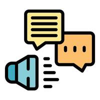 Megaphone sending sound waves to speech bubbles communicating a message vector