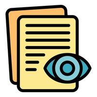 Eye watching paper documents icon representing proofreading vector