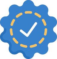 A blue badge with a tick mark on it vector