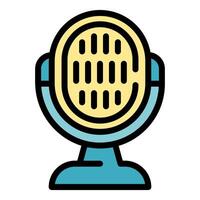 Studio microphone is broadcasting podcast audio waves vector