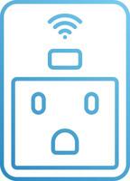 A blue and white icon of a wifi router vector