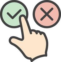 A hand pointing to a check mark and a tick mark vector