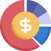 A dollar sign in a circle with a pie chart vector