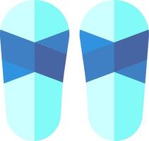 A pair of blue flip flops with a blue and white design vector