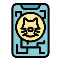Smartphone displaying cat avatar icon for pet apps and websites vector