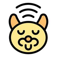 Cute cat face showing tongue enjoying wifi signal vector