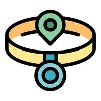 Pet collar with gps tracker showing location icon vector