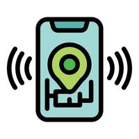 Smartphone showing map and location tracking icon with wifi signal vector