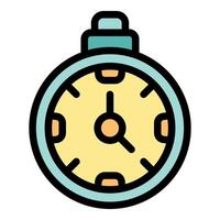 Round clock face measuring time with hour and minute hands vector