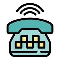 Retro phone emitting wireless signal indicating incoming call vector