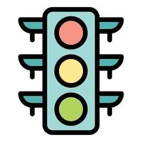 Traffic light showing green for go with visors on side and raindrops falling down vector