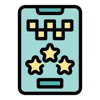 Smartphone screen showing taxi app with five stars rating vector
