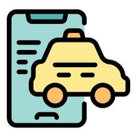 Smartphone app showing taxi booking interface vector