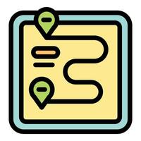 Gps navigation app showing route with pins on screen vector