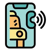 Smartphone displaying taxi hiring app calling driver vector