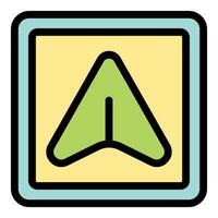 Green up arrow pointing upwards inside a square frame vector
