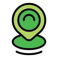 Green location pin icon showing a happy face for positive destination vector