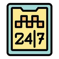 Taxi service app interface showing 24 7 availability vector