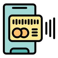 Smartphone making contactless payment with credit card using nfc technology vector