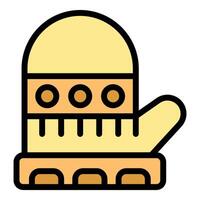 Warm winter knitted mitten with pattern keeping hands comfortable vector