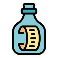 Message in a bottle with blank paper floating inside representing communication and secrets vector