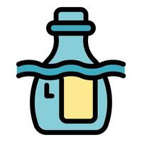 Glass bottle floating in water pollution concept icon vector
