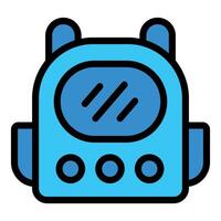 Cute robot face with antennae and buttons smiling cartoon character vector