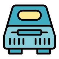 Blue server storing digital information with indicator lights vector