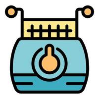 Electric iron showing heating element with power button icon vector