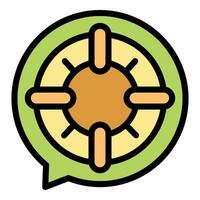 Green speech bubble showing target symbol with four aims vector