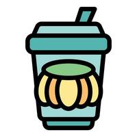 Pumpkin spice latte showing autumn season using cute icon design vector