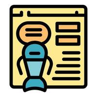 Chatbot communicating on website interface with speech bubble icon vector